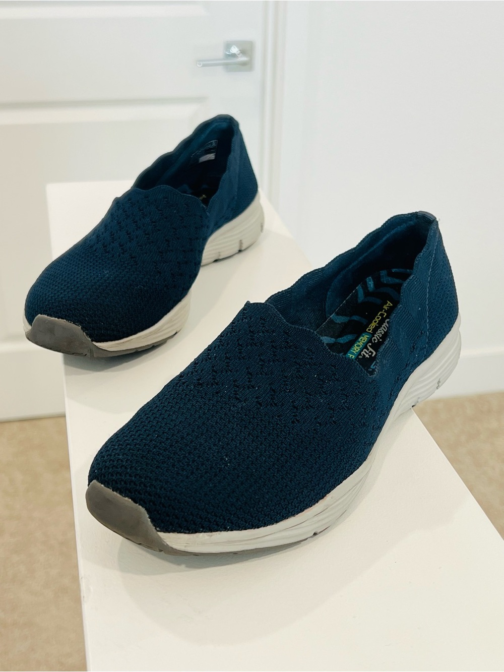 Skechers Navy Slip-On Knit Sneakers
